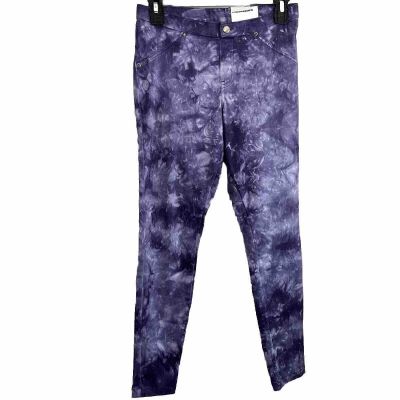 Hue Women’s Tie Dye Denim Skimmer Leggings Pull On Size Small Purple